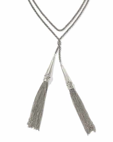 Ansel Rose Vintage Silver Lariat Necklace