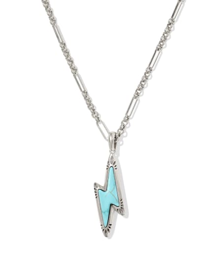 Lightning Bolt Vintage Silver Small Long Pendant