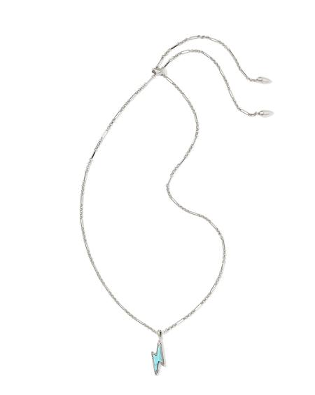 Lightning Bolt Vintage Silver Small Long Pendant