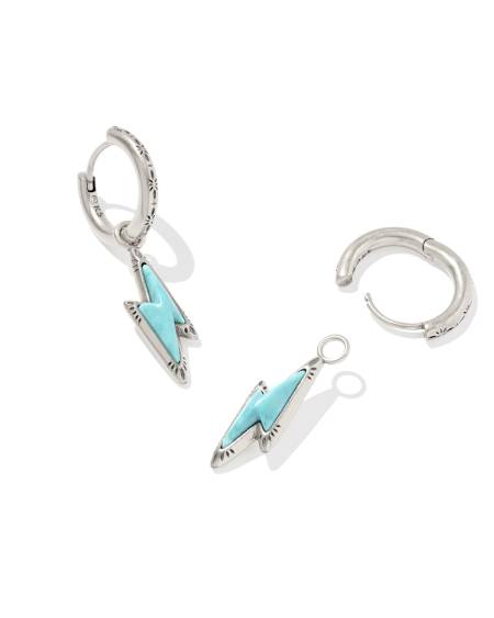 Lightning Bolt Vintage Silver Huggie Earrings