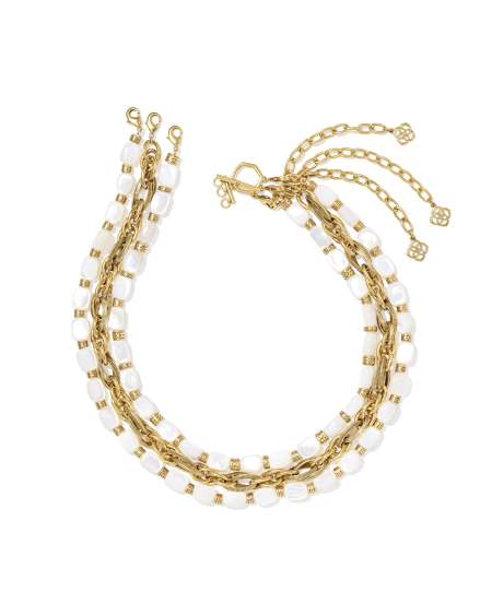 Melinda Vintage Gold Beaded Multi Strand Necklace