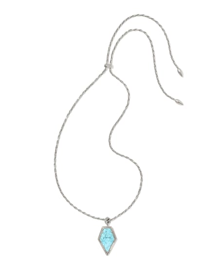 Tessa Vintage Silver Etch Frame Large Long Pendant Necklace