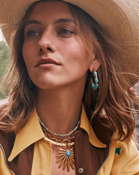 Melinda Vintage Gold Beaded Hoop Earrings