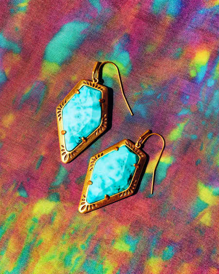 Tessa Vintage Gold Etch Frame Drop Earrings