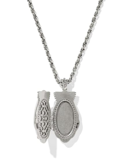 Alexa Locket Vintage Silver Short Pendant Necklace