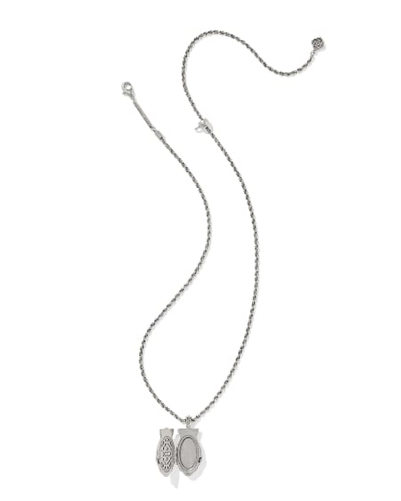 Alexa Locket Vintage Silver Short Pendant Necklace