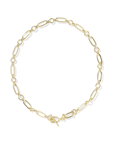 Sylvia Gold Metal Link and Chain Necklace