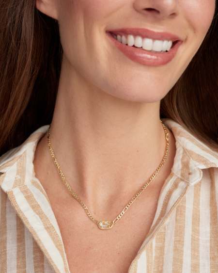 Elisa Gold Figaro Chain Short Pendant Necklace