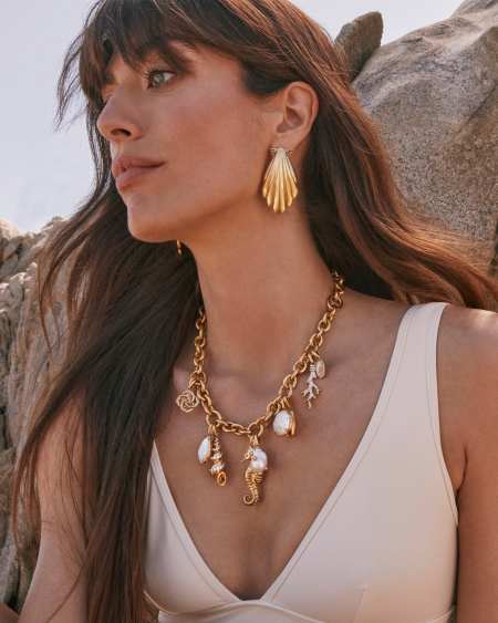 Alexa Gold Statement Charm Necklace