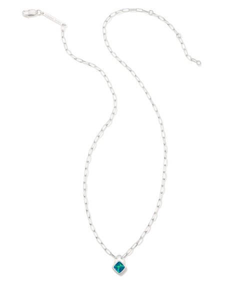 Greer Sterling Silver Paperclip Pendant Necklace in Teal Lab Grown Opal