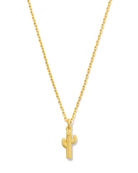 Mini Cactus Pendant Necklace in 18k Gold Vermeil