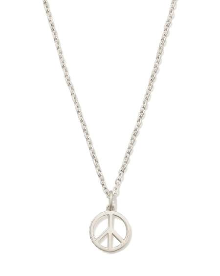 Mini Peace Sign Pendant Necklace in Sterling Silver