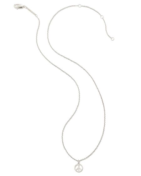 Mini Peace Sign Pendant Necklace in Sterling Silver