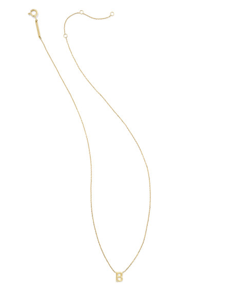Diamond Accent Letter B 14k Yellow Gold Pendant Necklace in White Diamond