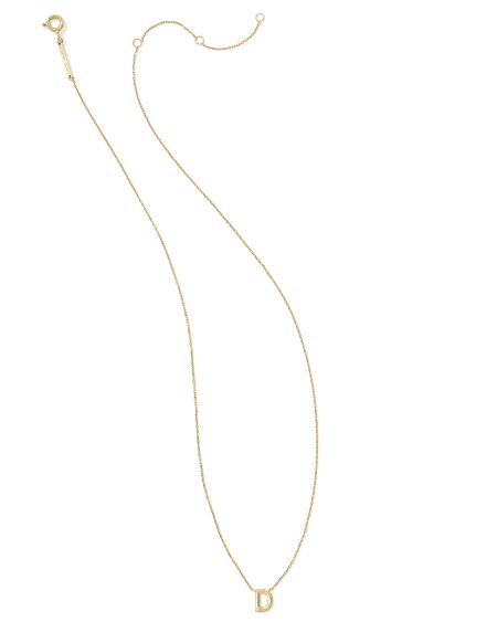 Diamond Accent Letter D 14k Yellow Gold Pendant Necklace in White Diamond