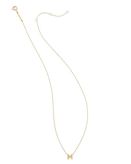 Diamond Accent Letter M 14k Yellow Gold Pendant Necklace in White Diamond
