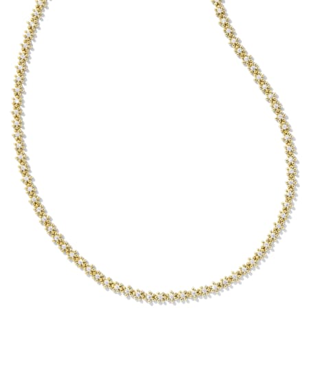 Nydia Gold Strand Necklace in White CZ