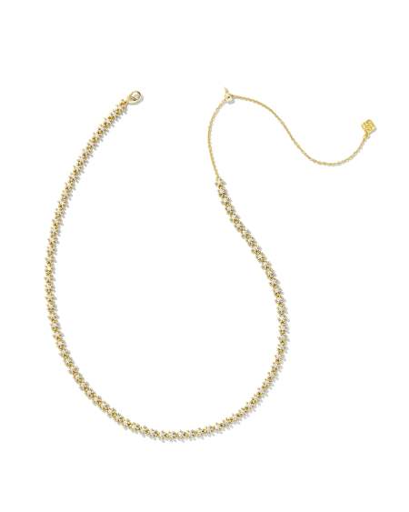 Nydia Gold Strand Necklace in White CZ