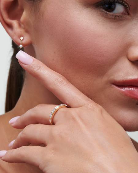 0.57 ct Isabella 14k Yellow Gold Half Eternity Band Ring in White Diamond