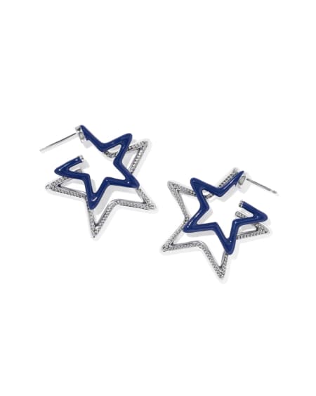 Cassidy Silver Enamel Double Star Hoop Earrings