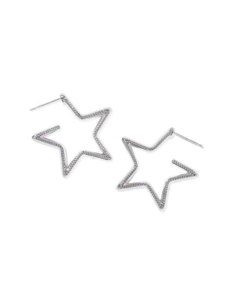 Cassidy Silver Enamel Double Star Hoop Earrings