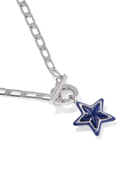 Cassidy Silver Enamel Link and Chain Necklace