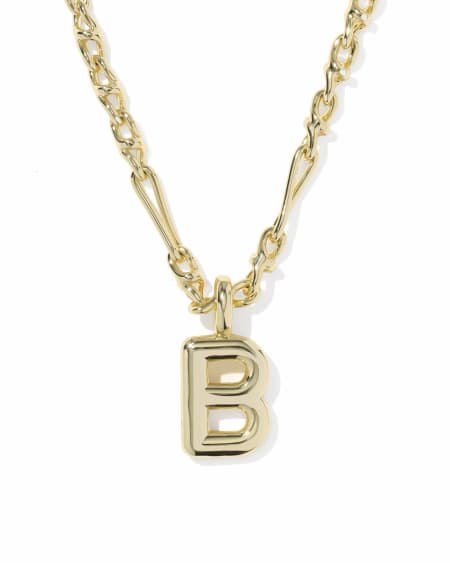 Bubble Letter B Gold Short Pendant Necklace