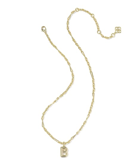 Bubble Letter B Gold Short Pendant Necklace