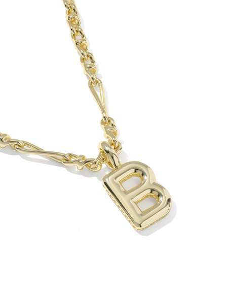 Bubble Letter B Gold Short Pendant Necklace