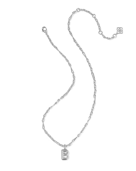 Bubble Letter B Silver Short Pendant Necklace