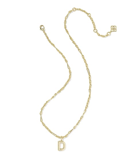 Bubble Letter D Gold Short Pendant Necklace