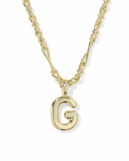 Bubble Letter G Gold Short Pendant Necklace