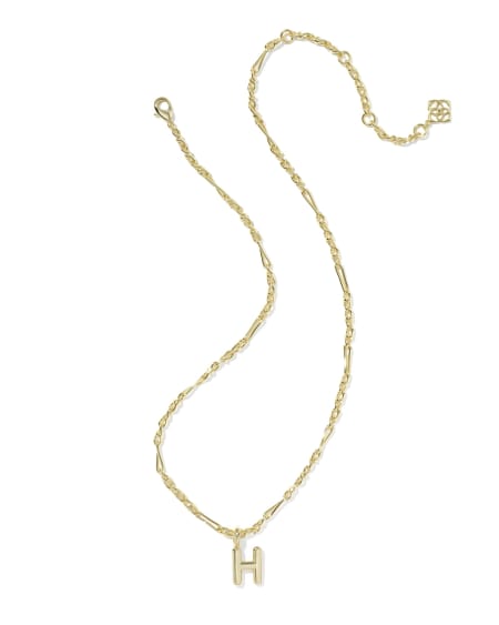 Bubble Letter H Gold Short Pendant Necklace