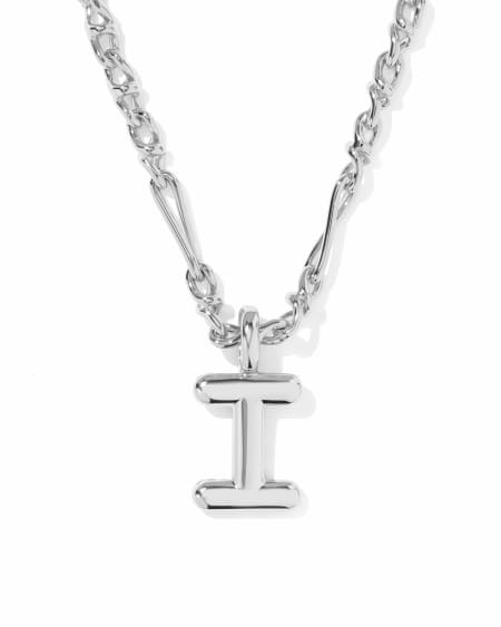 Bubble Letter I Silver Short Pendant Necklace