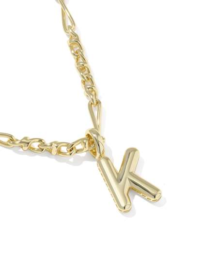 Bubble Letter K Gold Short Pendant Necklace
