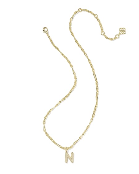 Bubble Letter N Gold Short Pendant Necklace