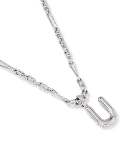 Bubble Letter U Silver Short Pendant Necklace