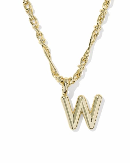 Bubble Letter W Gold Short Pendant Necklace
