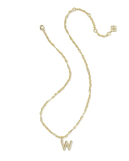 Bubble Letter W Gold Short Pendant Necklace