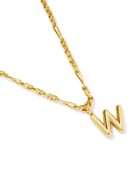 Bubble Letter W Gold Short Pendant Necklace