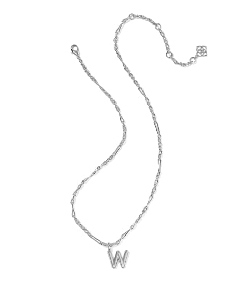 Bubble Letter W Silver Short Pendant Necklace