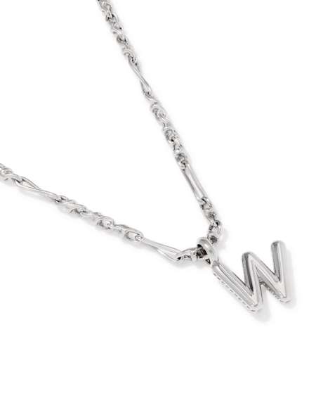 Bubble Letter W Silver Short Pendant Necklace