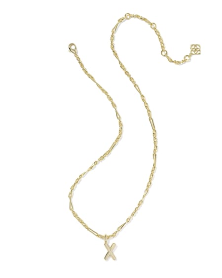 Bubble Letter X Gold Short Pendant Necklace