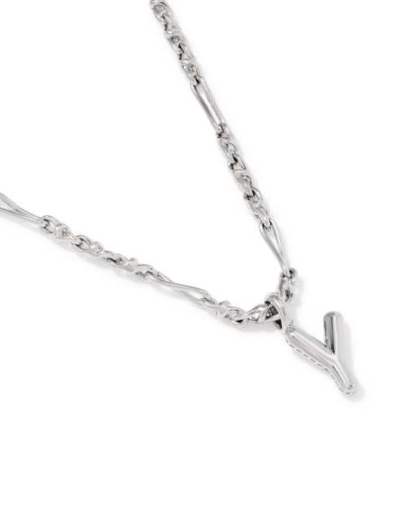 Bubble Letter Y Silver Short Pendant Necklace