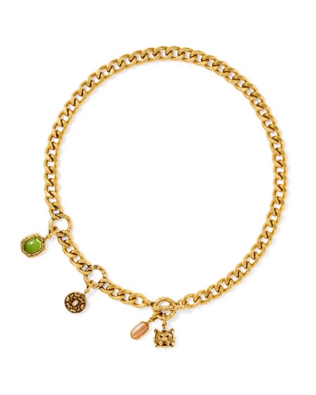 Raina Vintage Gold Charm Necklace