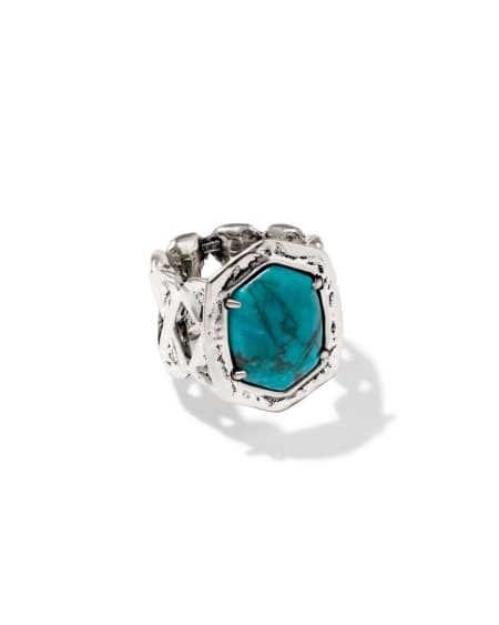Tiger Striped Daphne Vintage Silver Cocktail Ring