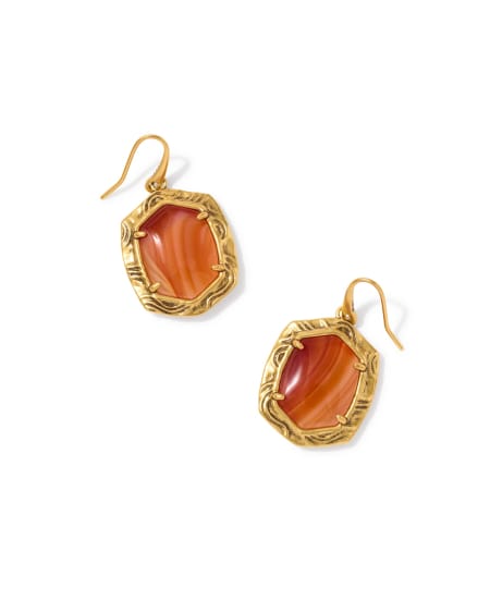 Tiger Striped Daphne Vintage Gold Drop Earrings