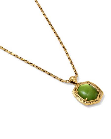 Tiger Striped Daphne Vintage Gold Small Long Pendant Necklace