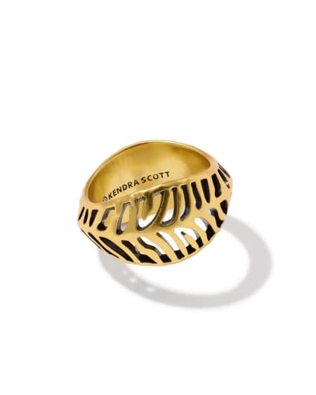 Tiger Striped Mikki Vintage Gold Band Ring