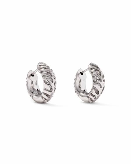 Tiger Striped Mikki Silver Huggie Earrings